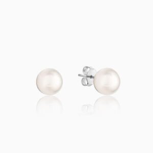 Silver White Pearl Earrings