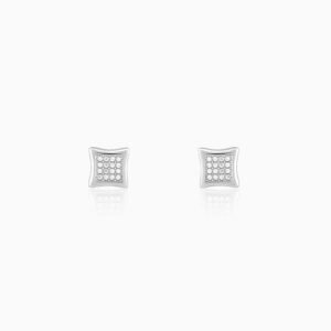 Silver Glistening Stud Earrings
