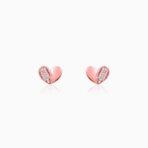 Rose Gold Made for Each Other Stud Earrings