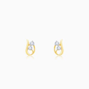 Gold Elegant Twirl Diamond Stud Earrings