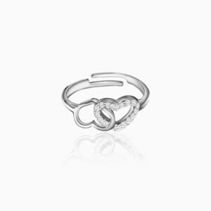 Silver Linked Heart Ring