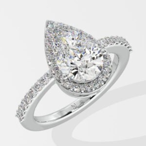 1.5 ct Pear Solitaire Halo Ring