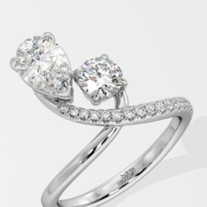 Two Stone Pear & Round Ring
