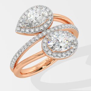 Two Stone Halo Solitaire Ring