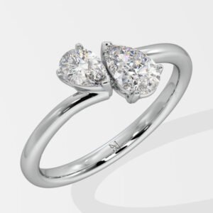 2 Stone Pear Ring