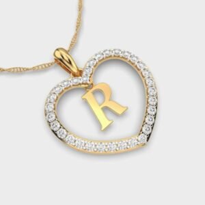 R In Heart Diamond Pendant Without Chain