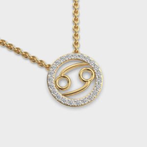 Cancer Zodiac Diamond Pendant With Chain