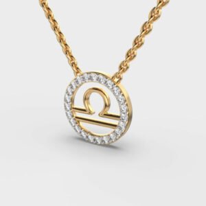 Libra Zodiac Diamond Pendant With Chain