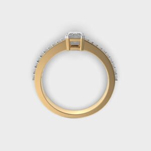 50 Cent Emerald Solitaire With Diamond Band