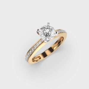 60 Cent Solitaire With Diamond Band