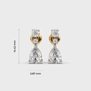 Inverted Peony Pear Cut Diamond Earrings
