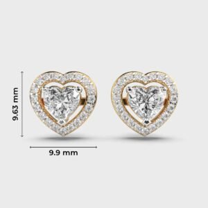 Diamond Heart And Halo Studs